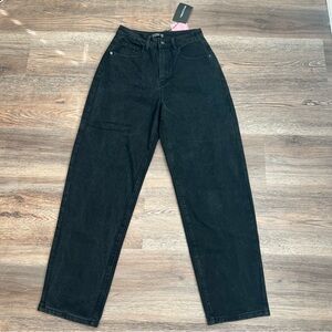 NWT Pretty Little Thing Bagg Boyfriend High-Waisted Black Jeans Distressed 6